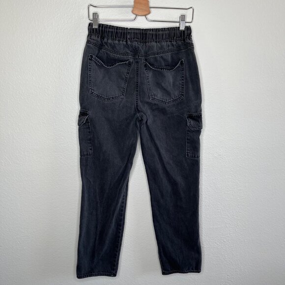 So Juniors Super High Rise Black Cargo Jogger Drawstring Denim Jeans Size 5/27 - Picture 2 of 13